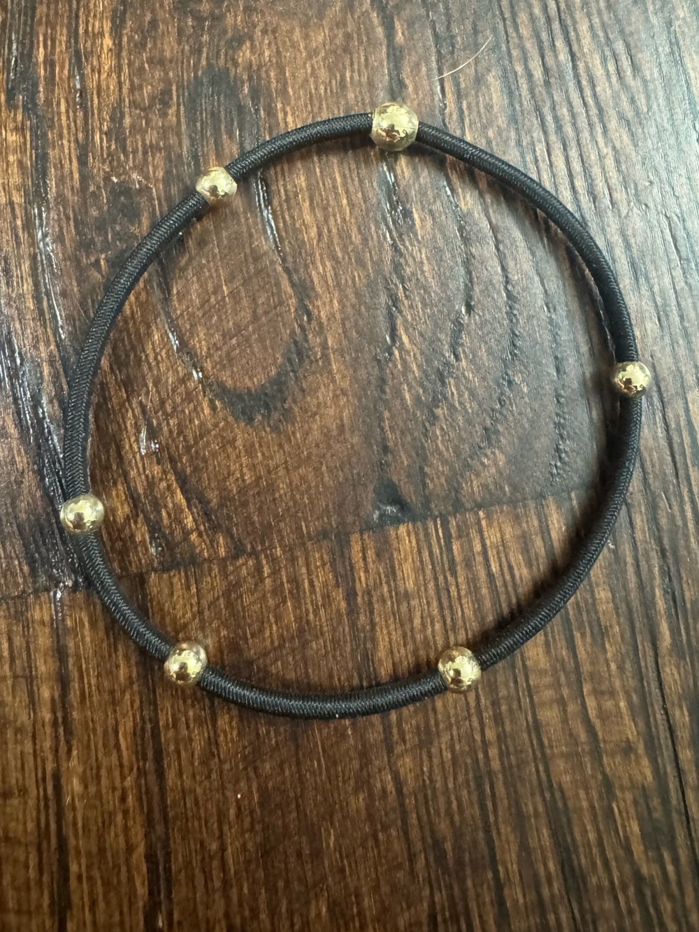 Enewton essentials Two Elastic Gold Bead Bracelets Hair Ties Red and Black - Picture 2 of 8
